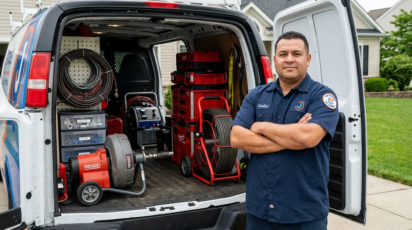 Professional drain cleaning equipment and Johns Plumbing LLC plumber in Sycamore